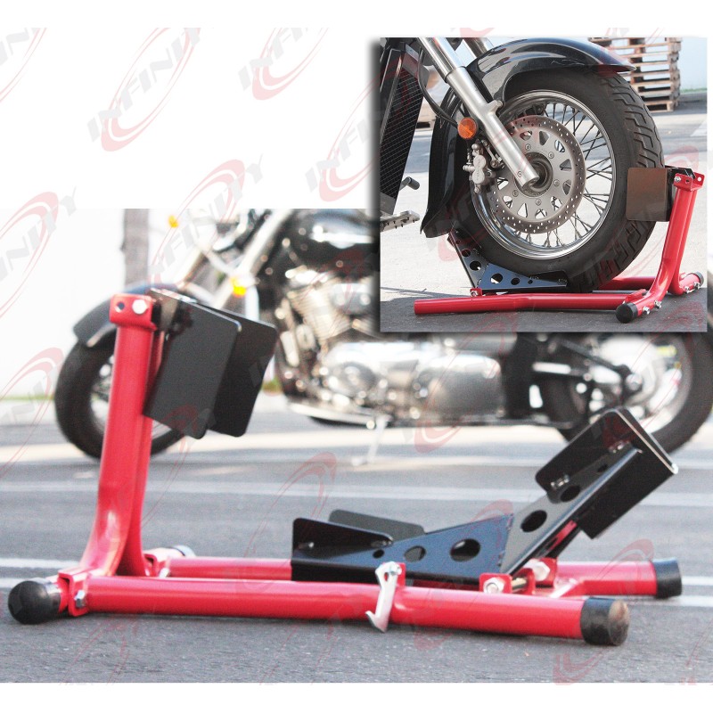 Motorcycle Sport Bike Crusiser Locking Front Wheel Chock Mount Hold Stand